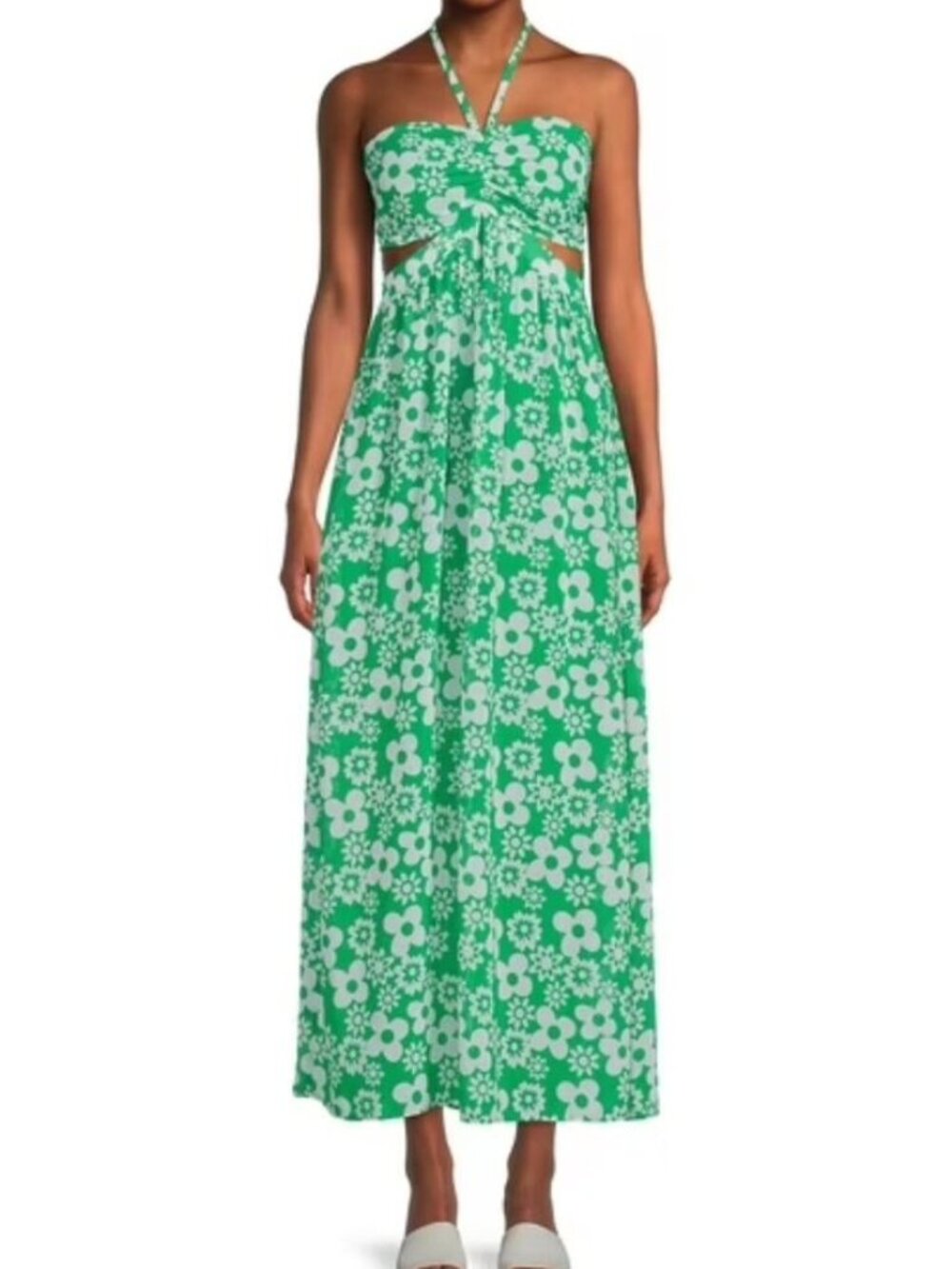 No Boundaries Juniors Cutout Floral Maxi Dress Green XXXL NWT